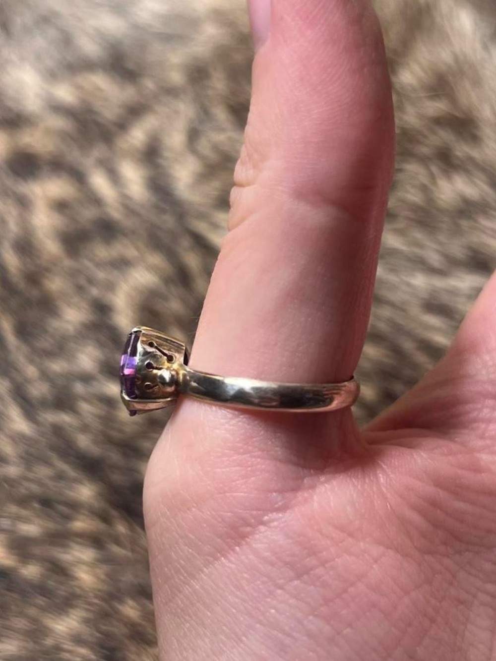 Vintage artisan made 14k yellow gold Atomic corundum ring - Picture 3 of 3